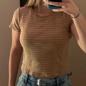 American Eagle orange, blue, and white shirt